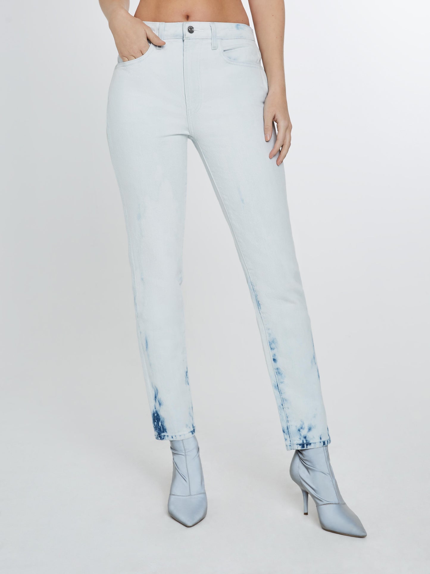 Bleached denim pants