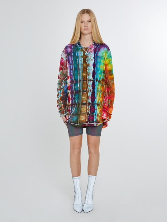 Tie dye hoodie with crystal strings