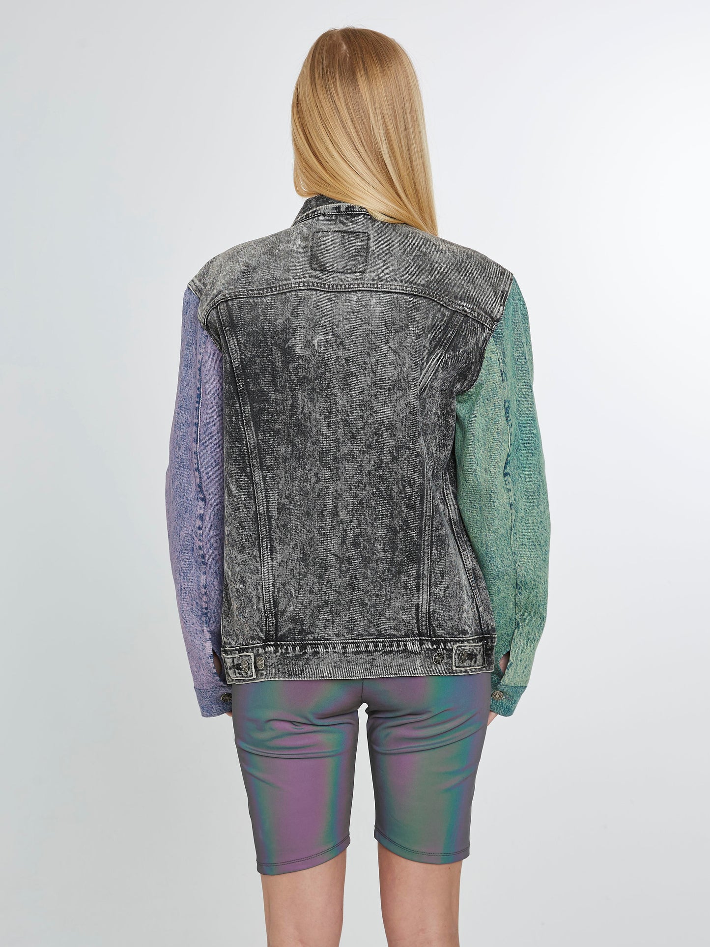 Multicolor Denim Jacket with iridescent plastic detail