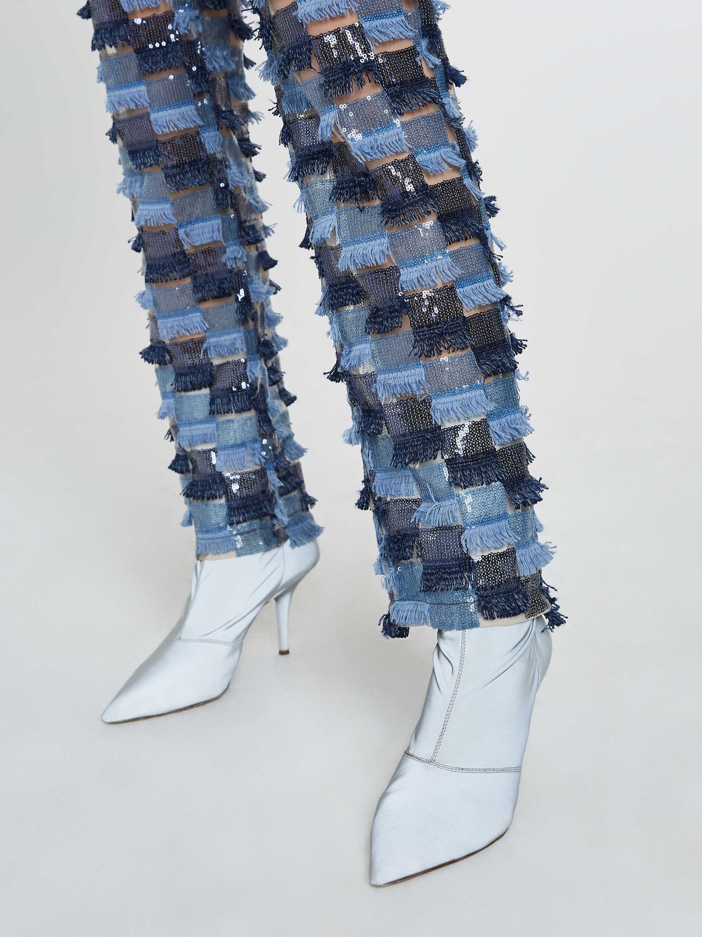 Multitone sequin fringe pants