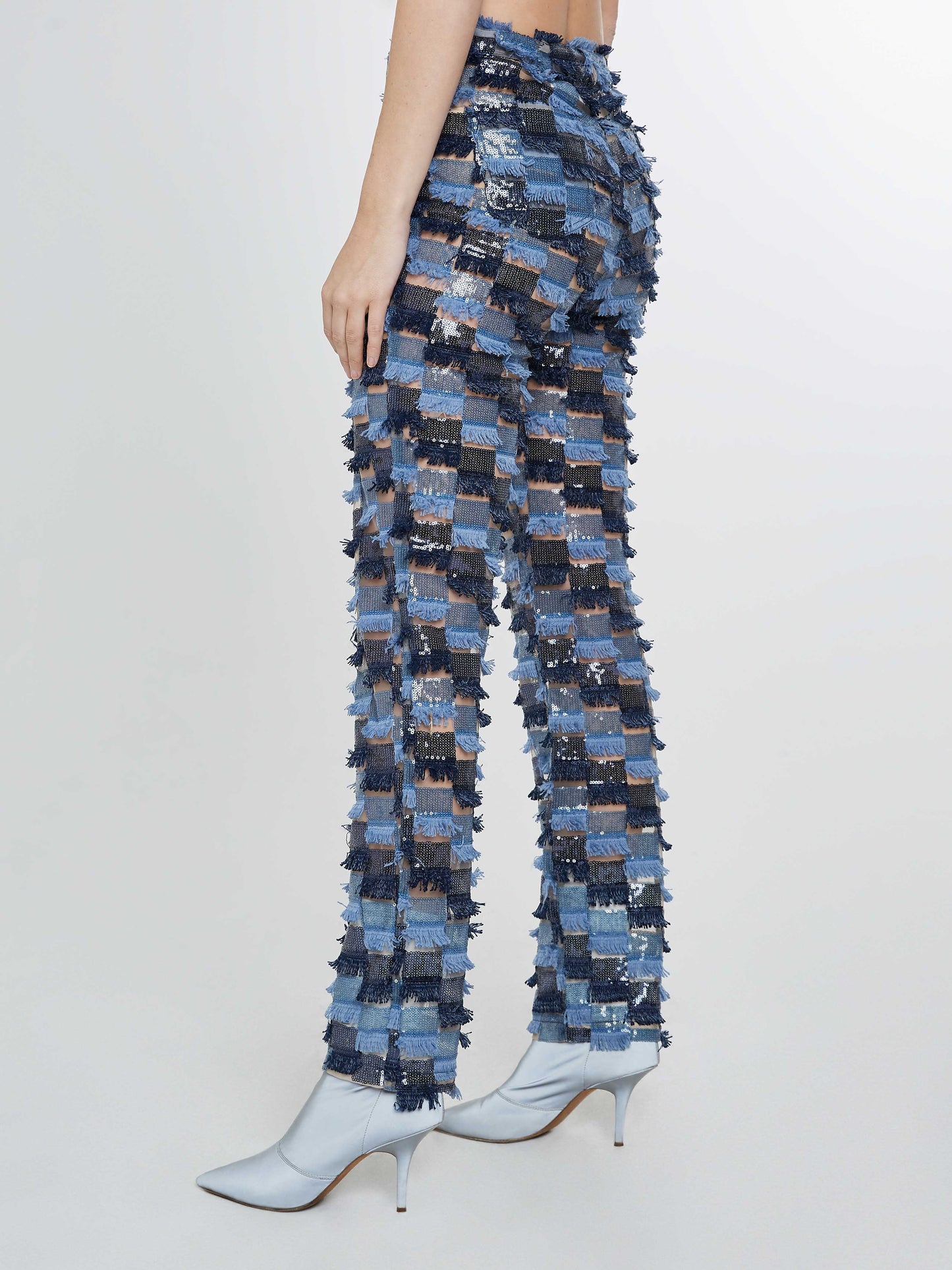 Multitone sequin fringe pants