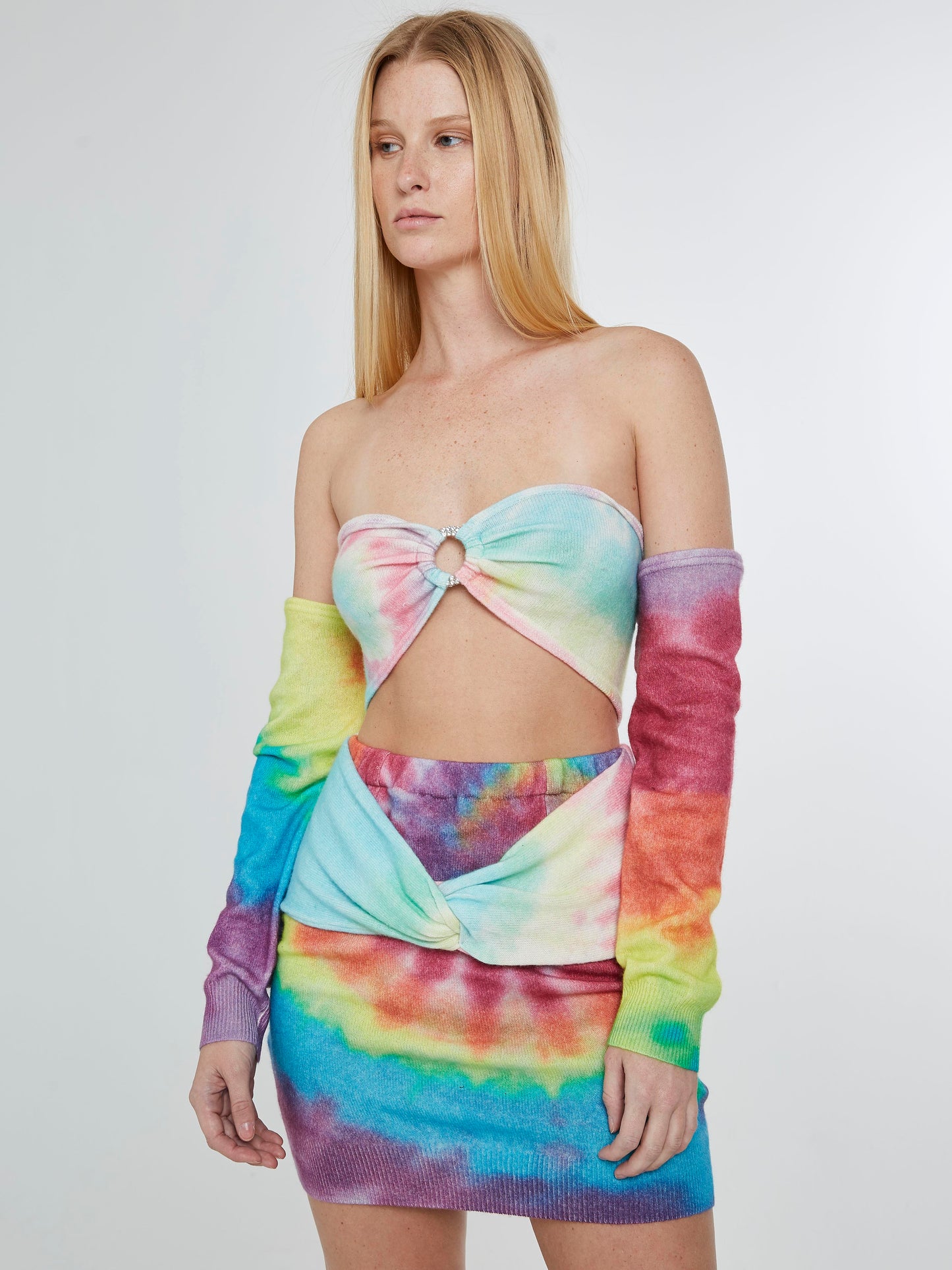 Pastel tie dye knit top