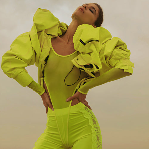 Neon yellow cut-out bodysuit – Deathbydolls