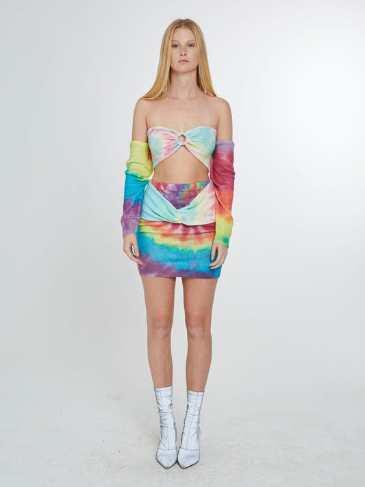 Pastel tie dye knit top